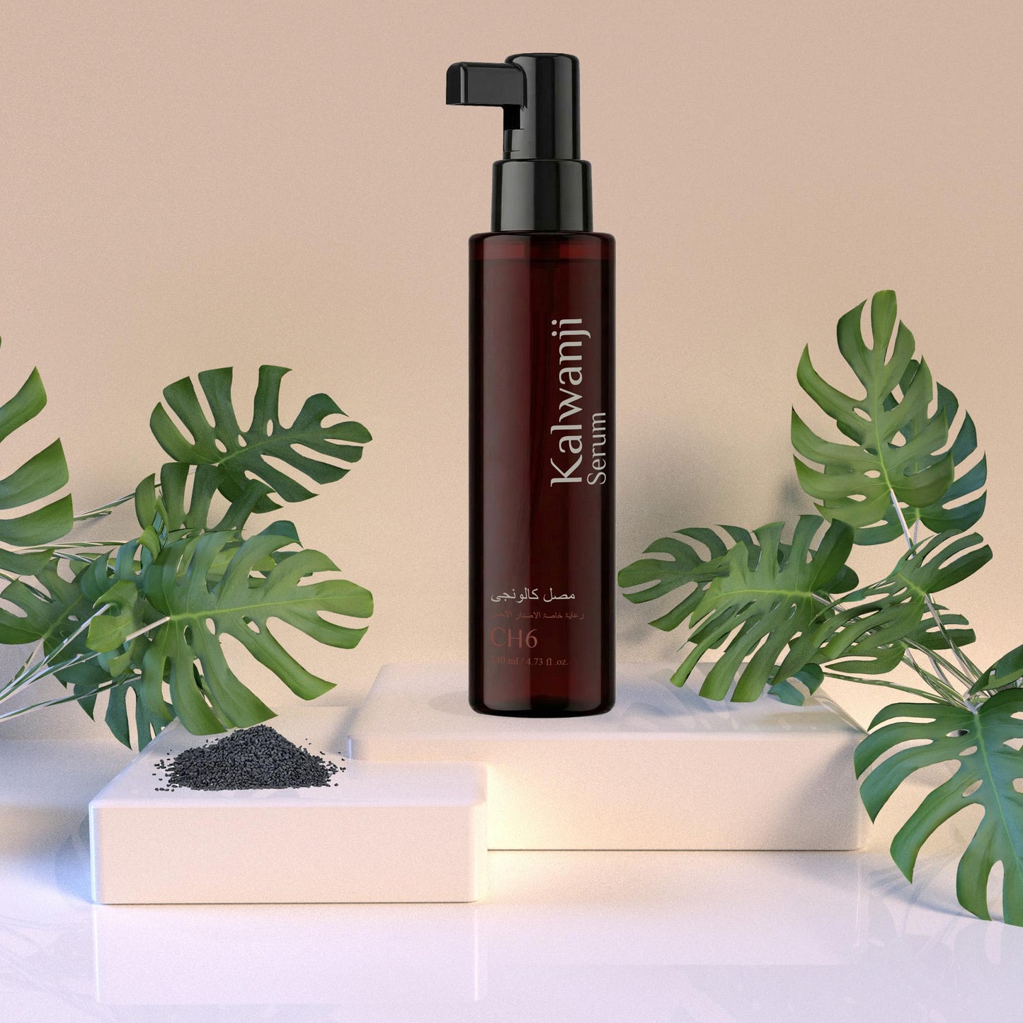 WAFA Kalwanji hair serum studio shot with leaves